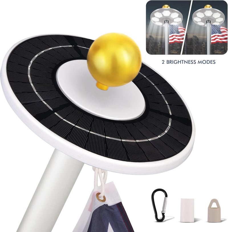 PPQ Solar Flagpole LED Light,New 160 LED Ultra Bright Flag Pole Light for 15-25 Ft Poles,Solar Powered Waterproof Lighting on Outdoor Pole Top,10-15 Hour Dusk to Dawn Auto On/Off - Image 2